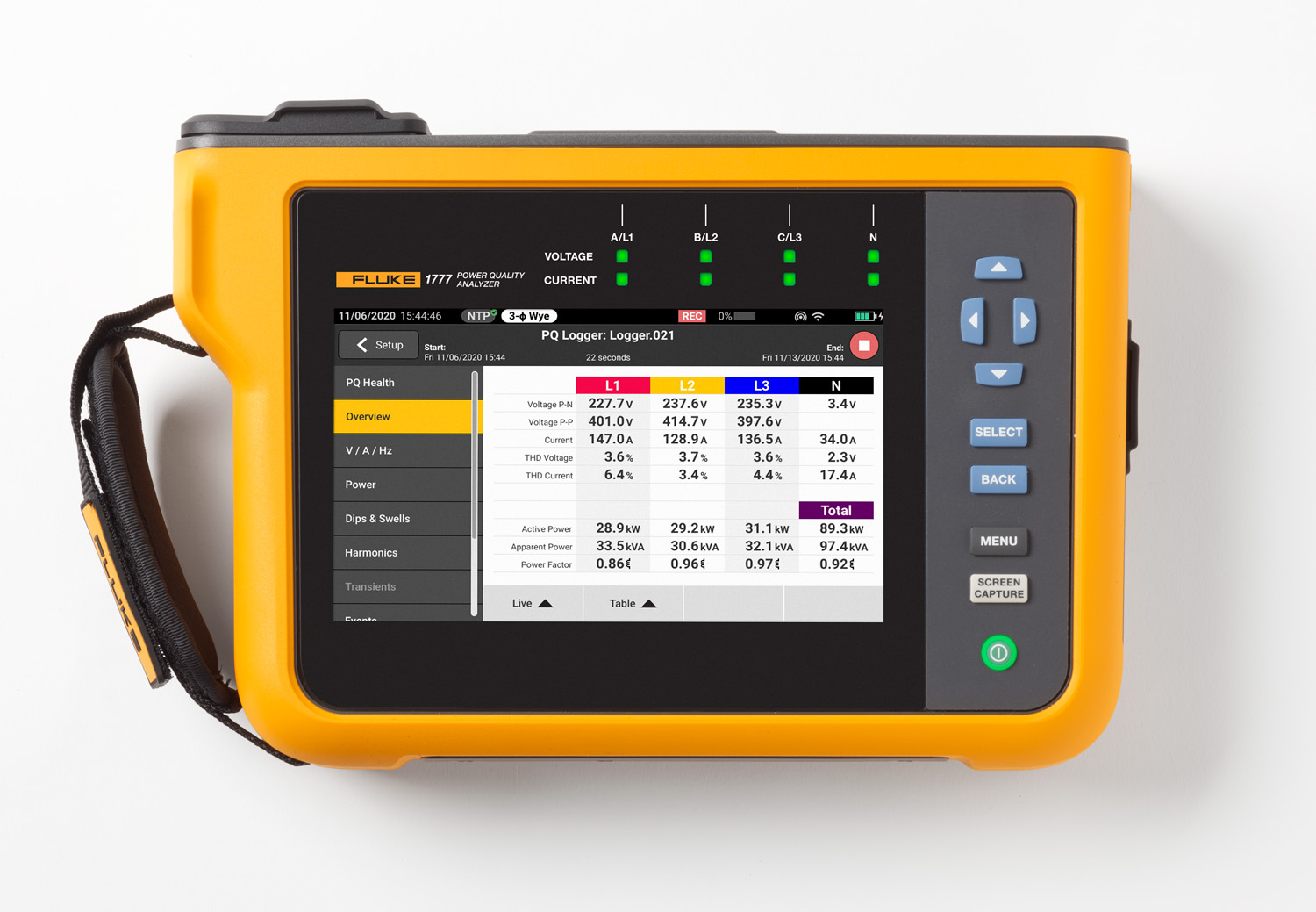 เครื่องวิเคราะห์คุณภาพกำลังไฟฟ้าแบบสามเฟส Fluke 1770 Series